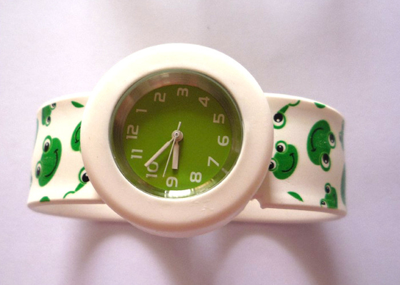 3ATM Green Frog Kids klap Silicone armband horloges met precieze Quartz Movement